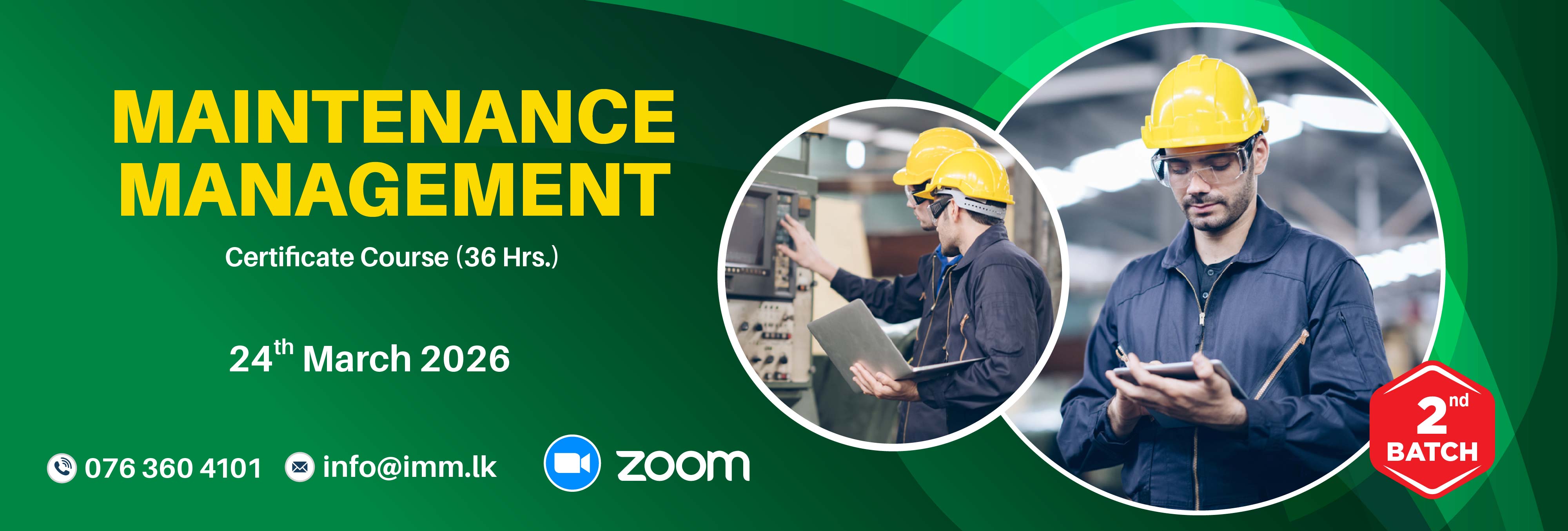 Maintenance Management Certificate Course 